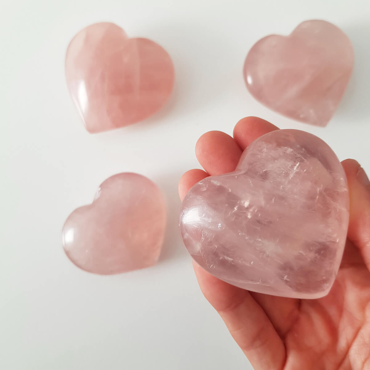 corazón de cuarzo rosa extra