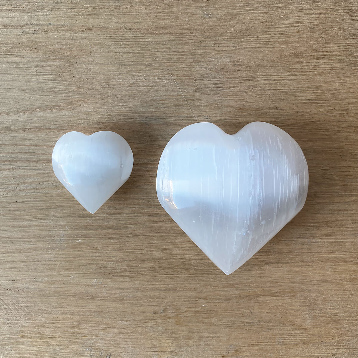 corazón de selenita blanca medidas