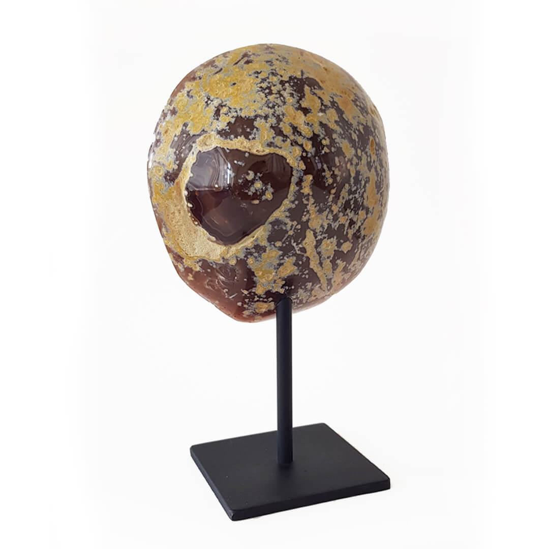 geoda de ágata marrón trasera