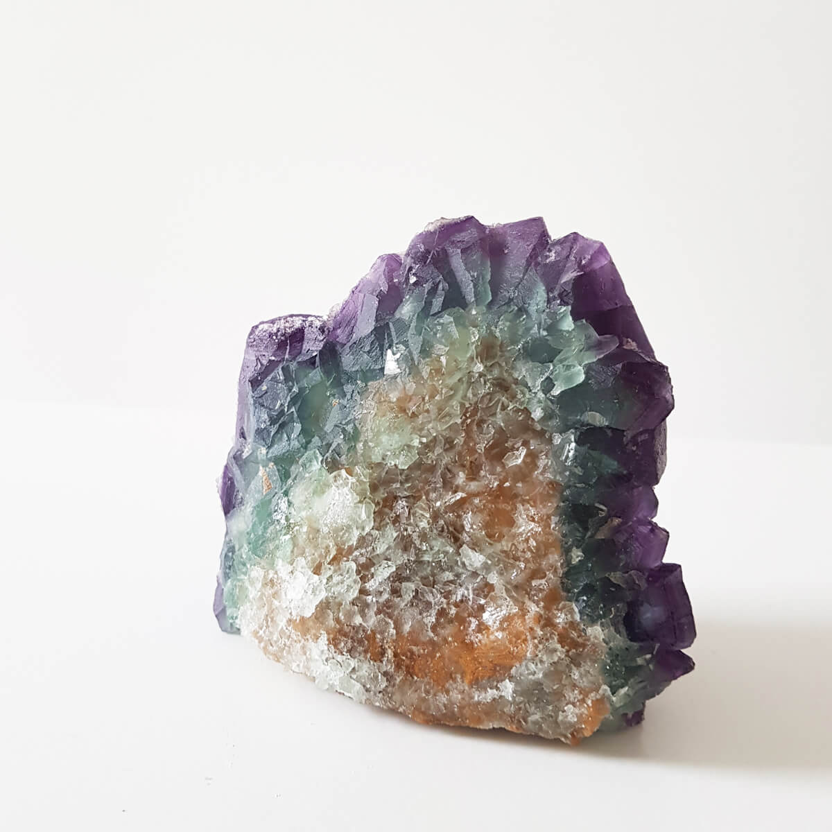 drusa de fluorita arcoiris natural