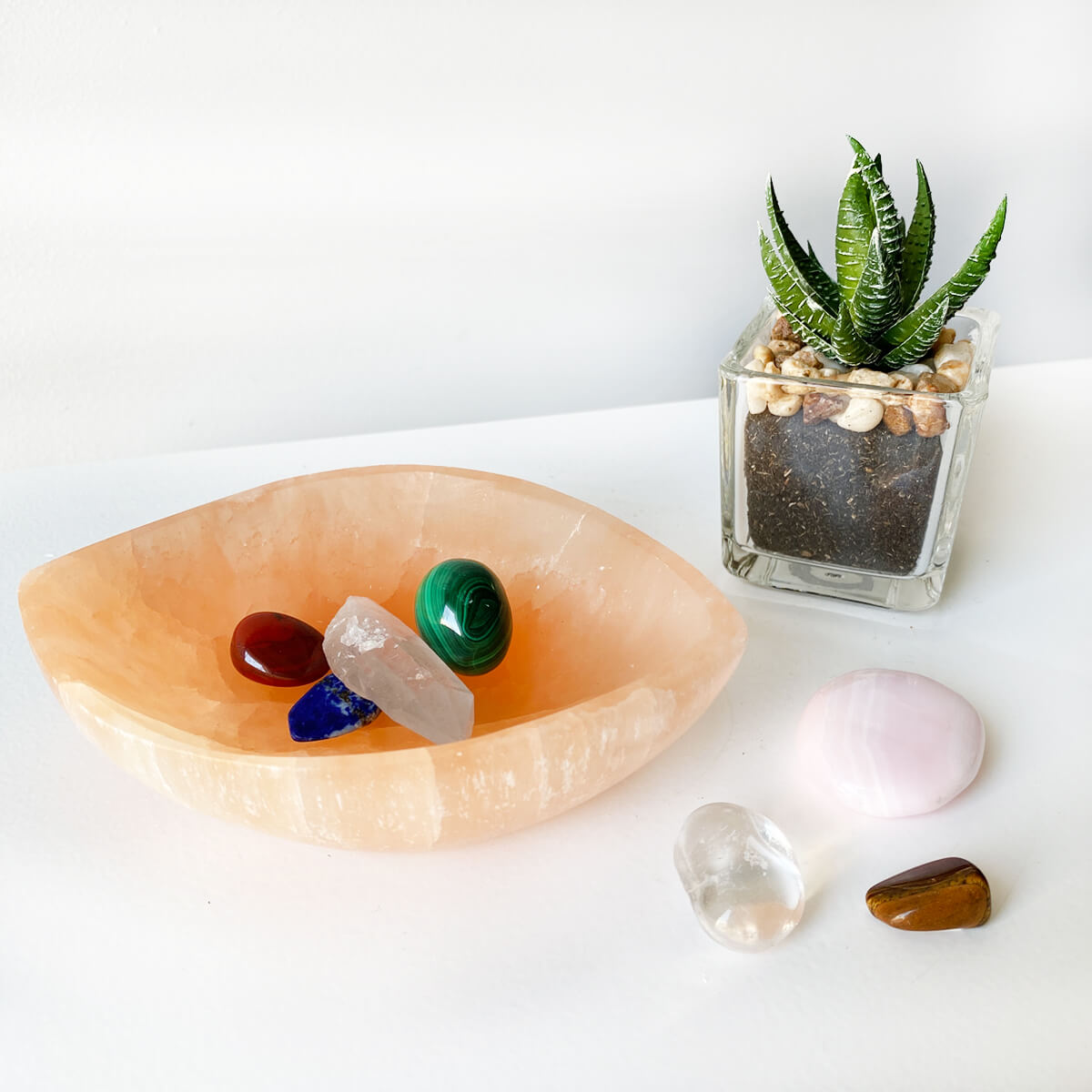bandeja de selenita naranja