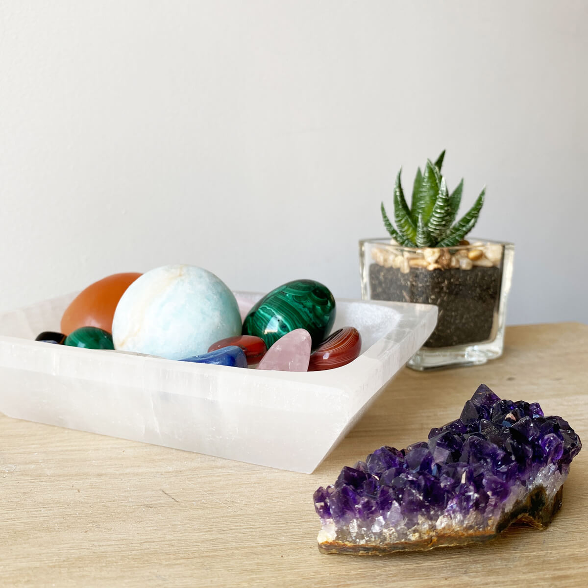 bandeja de selenita rectangular