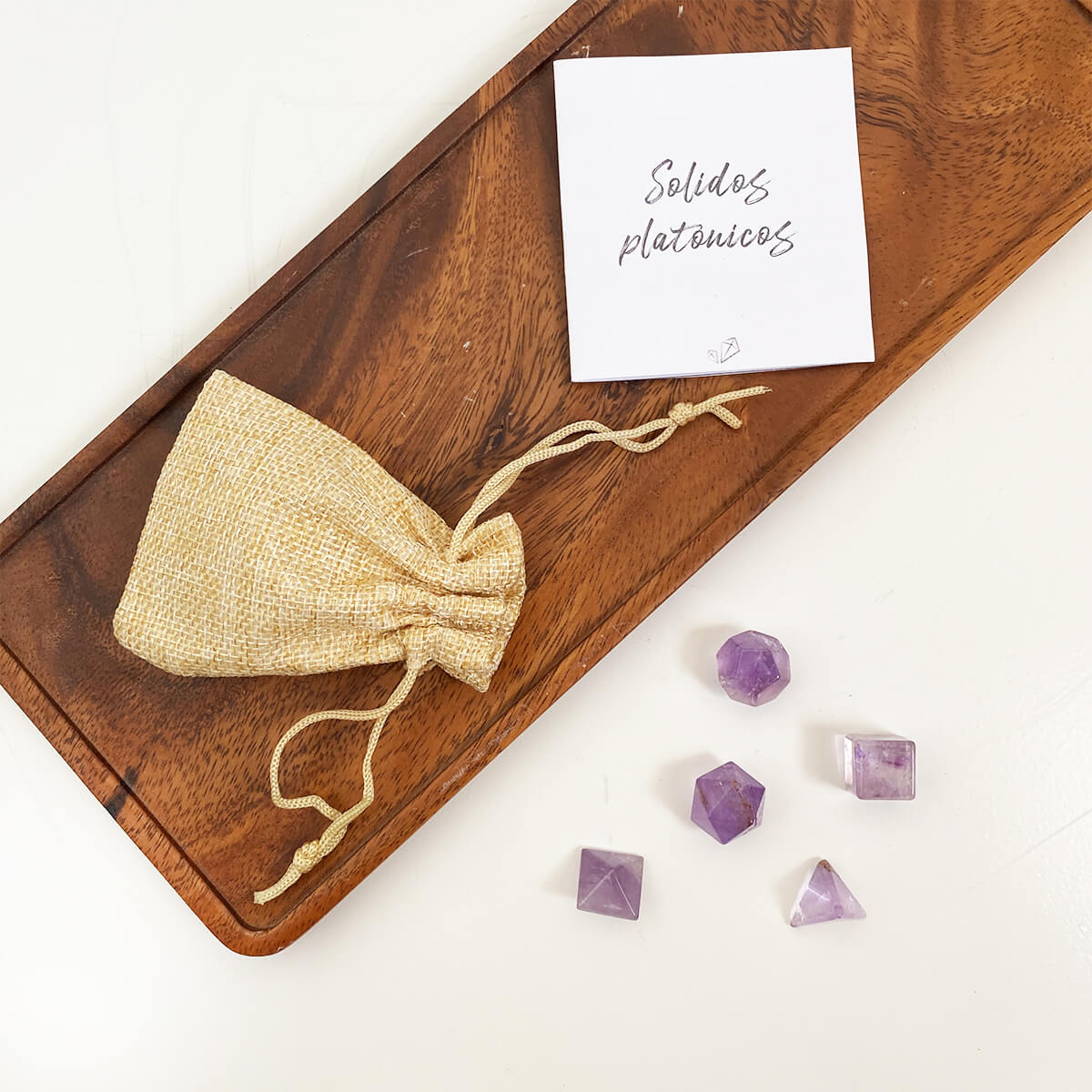 Sólidos platónicos de amatista (5 piezas)