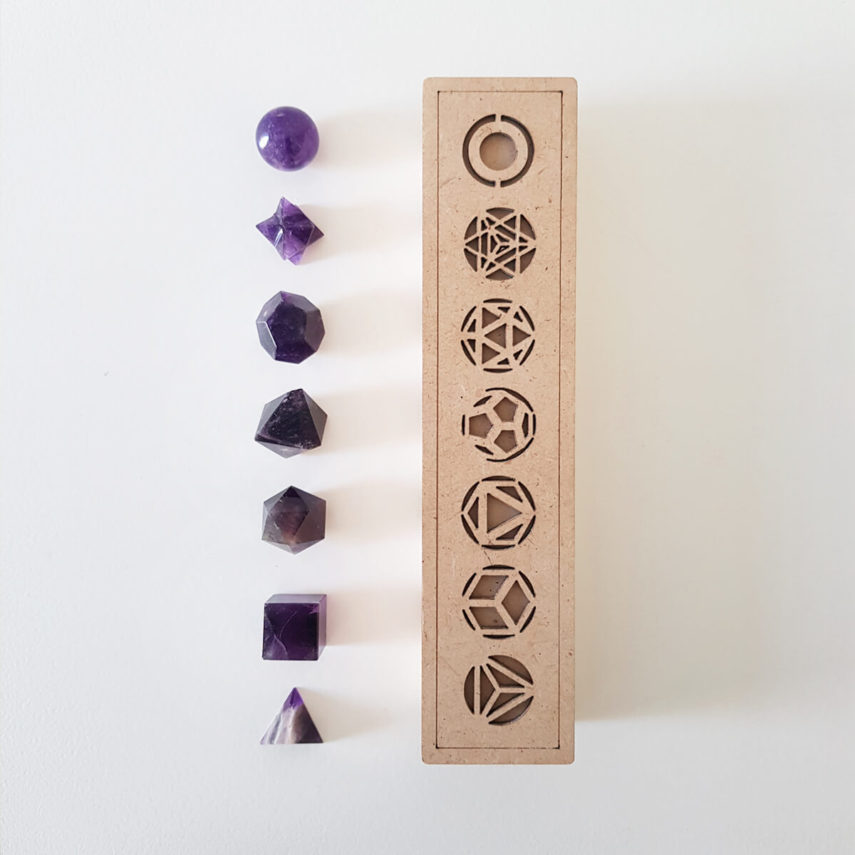 sólidos platónicos de amatista 7 piezas