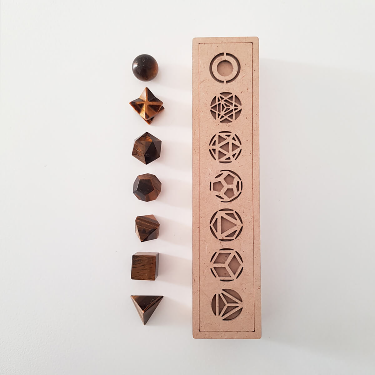 sólidos platónicos de ojo de tigre