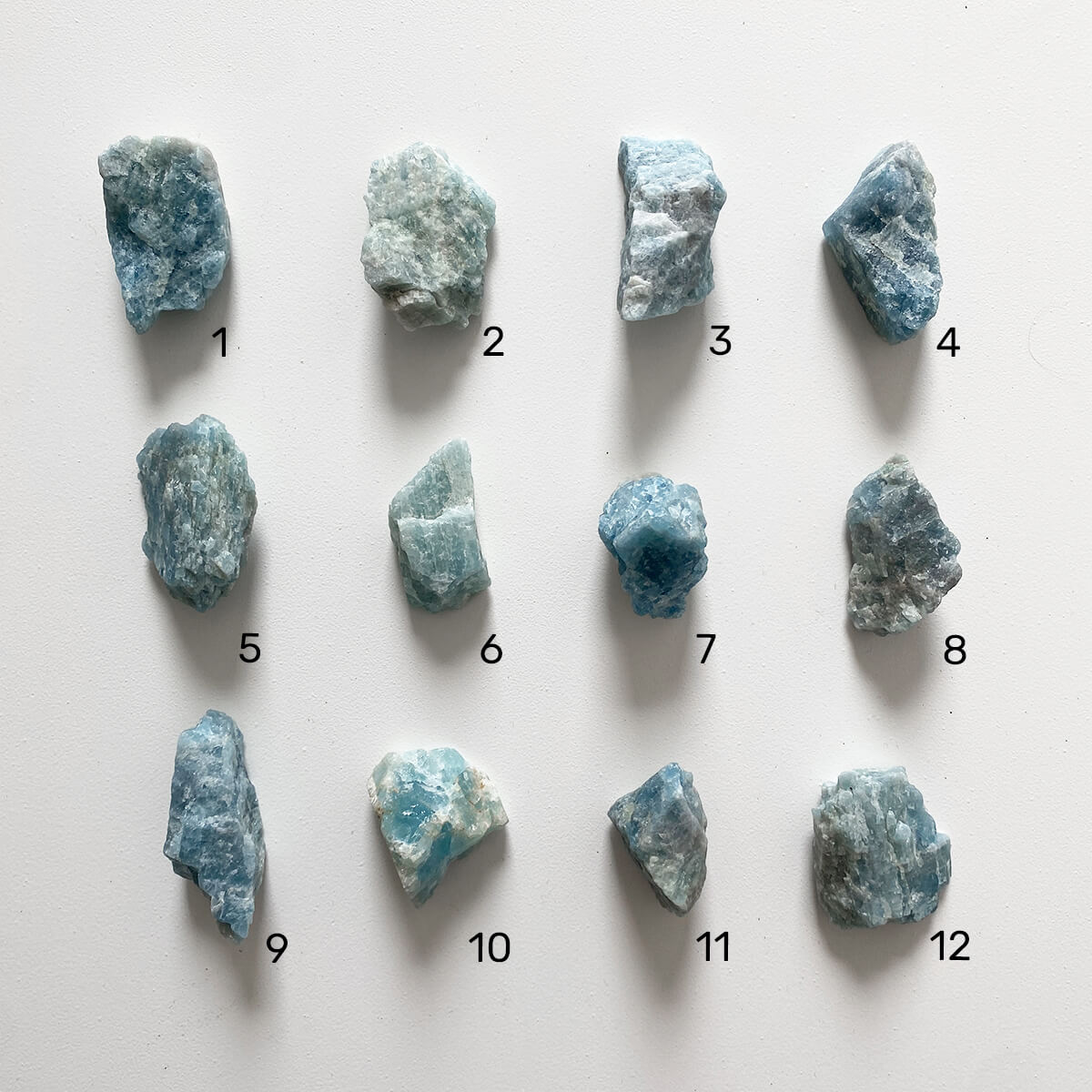 Aguamarina pequeñas en bruto