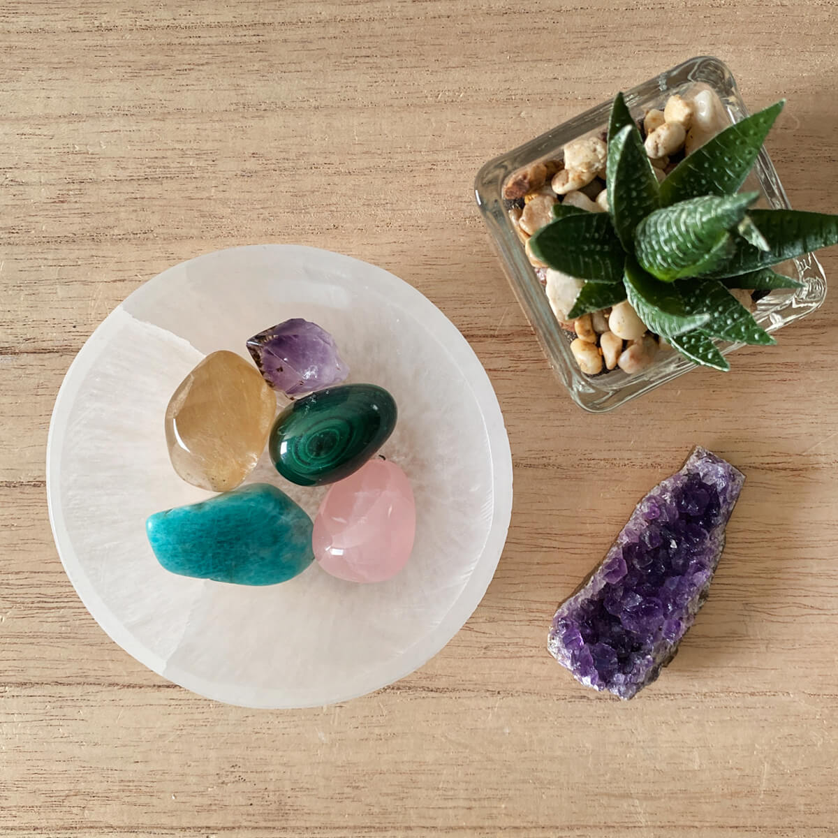 bol de selenita pequeño redondo