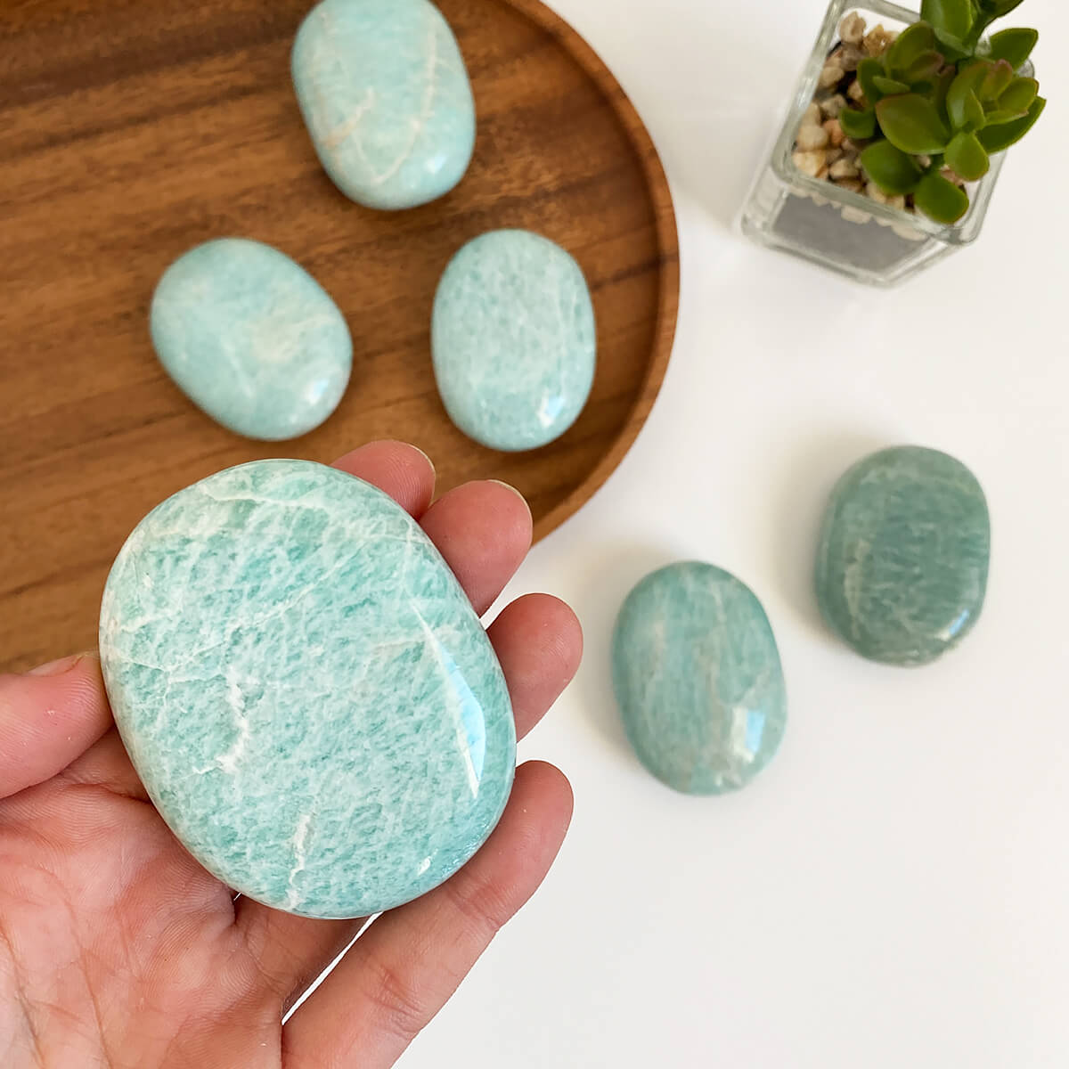 rodado de amazonita plano