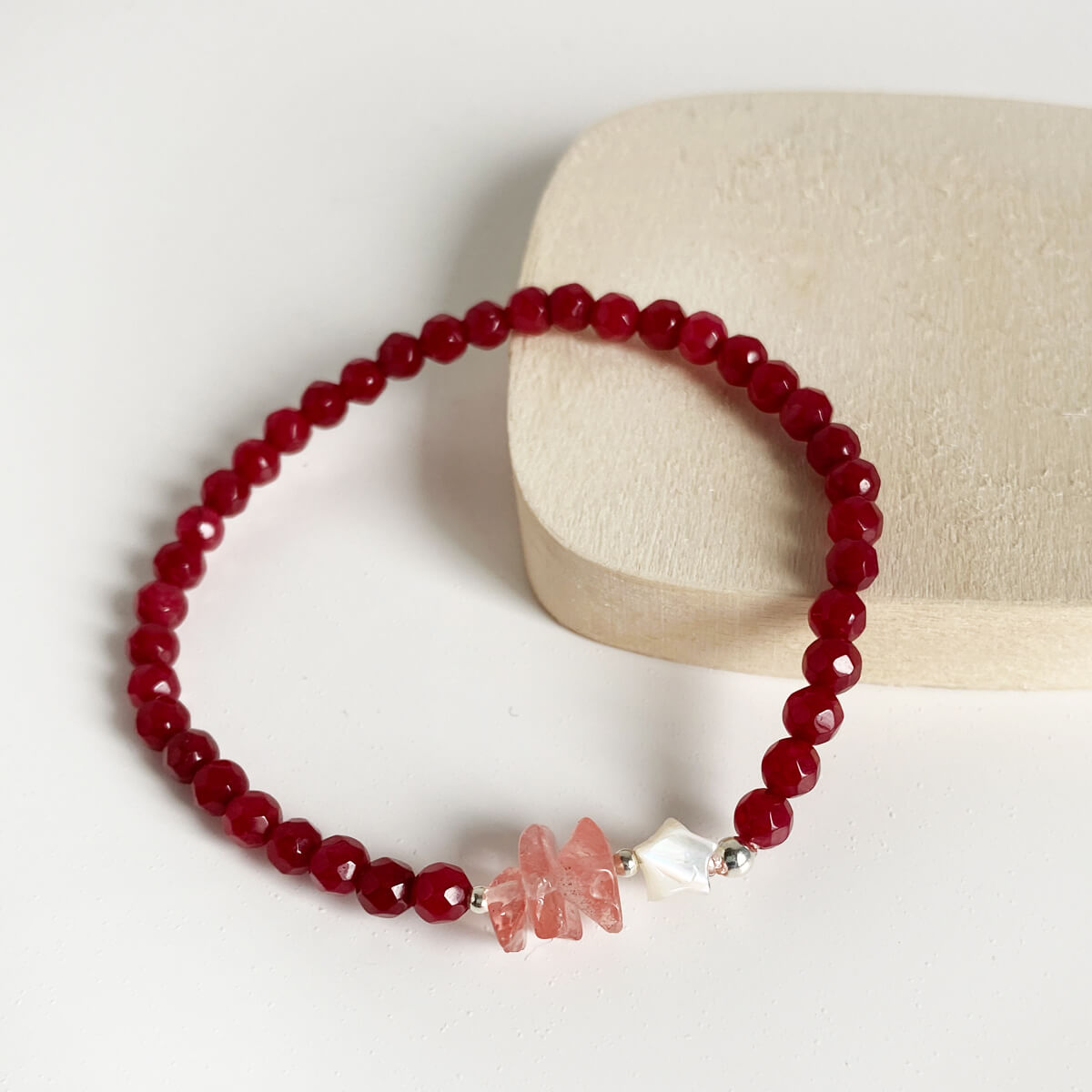 pulsera elástica de ágata rubí