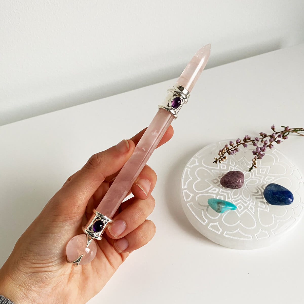 varita cuarzo rosa amatista