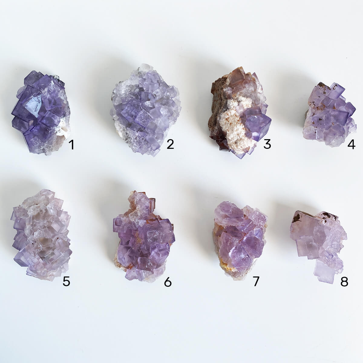 drusas de fluorita morada