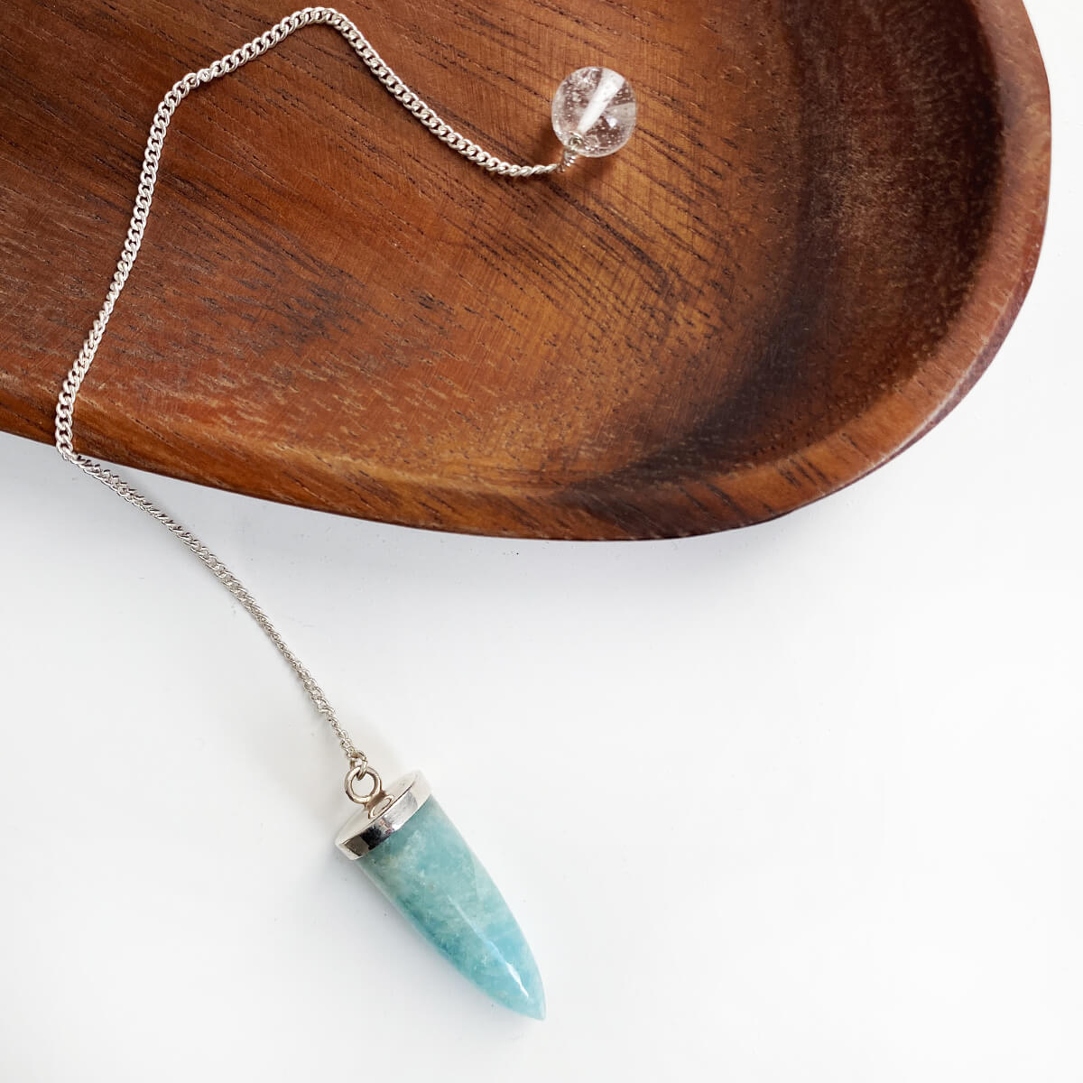 péndulo de aguamarina cadena