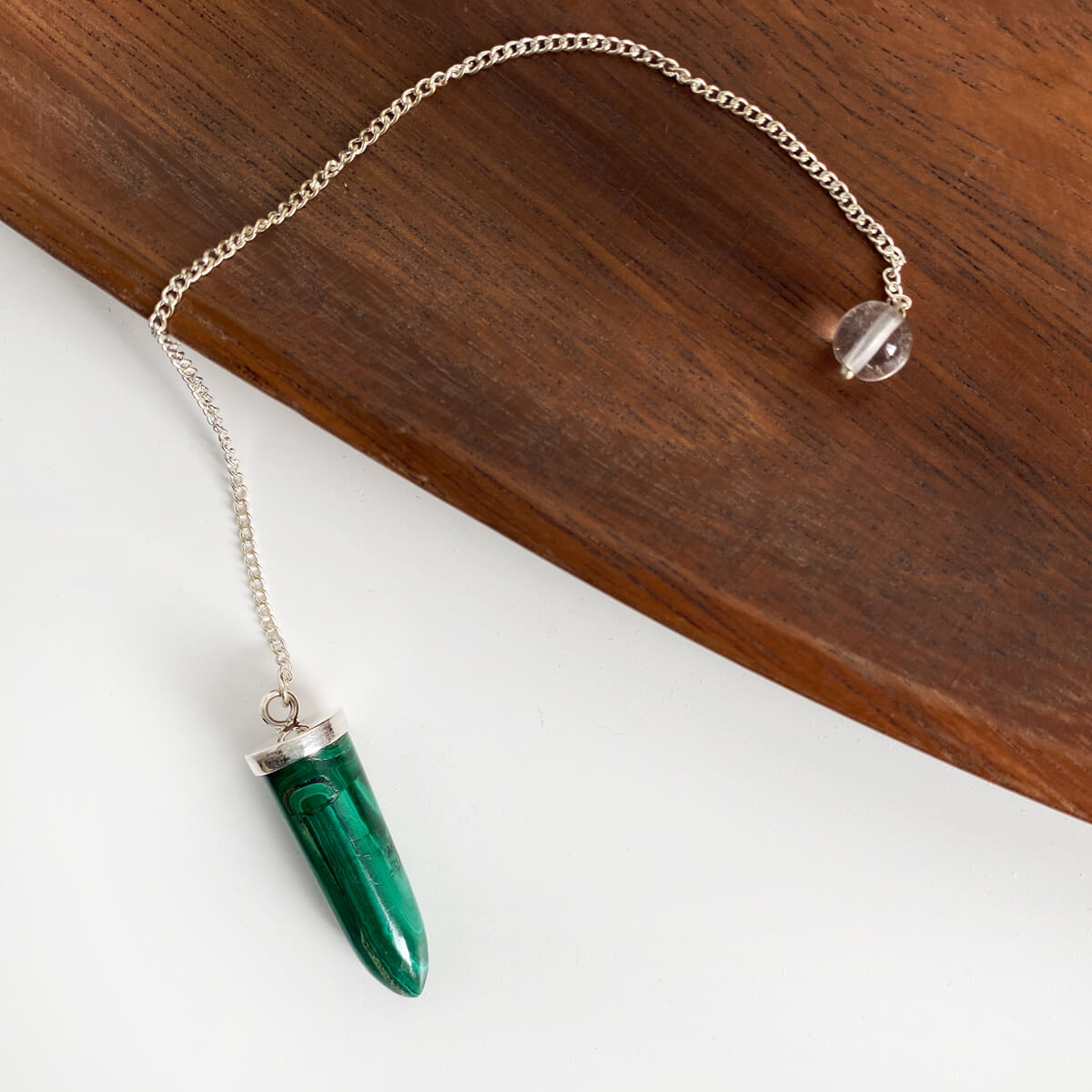 péndulo de malaquita cadena