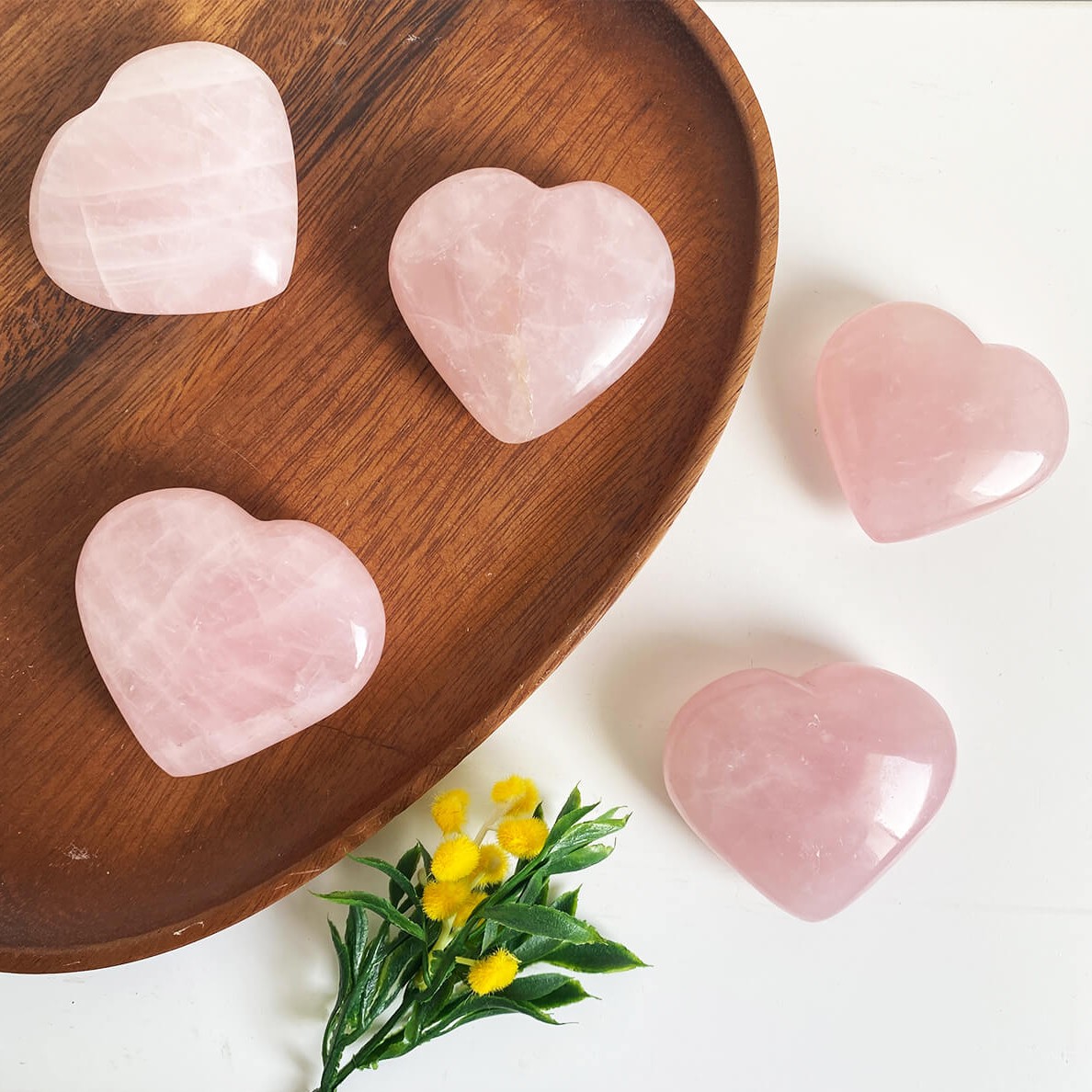 Corazón de cuarzo rosa