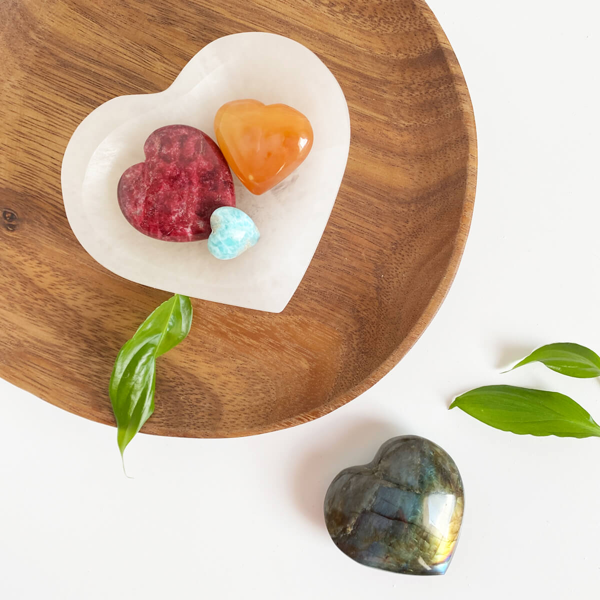 bandeja de selenita blanca