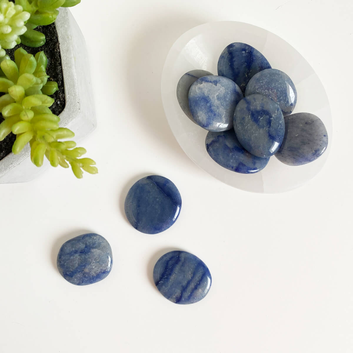 rodado de cuarzo azul plano