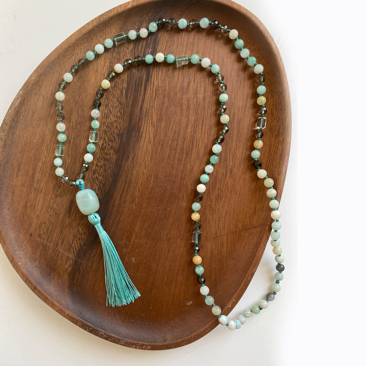 japa mala de amazonita natural