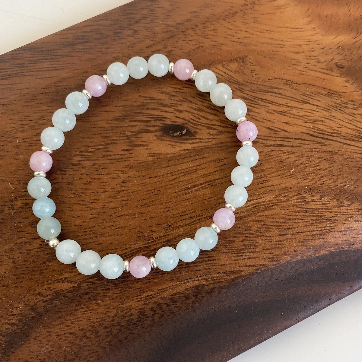 Pulsera de aguamarina y kunzita 2