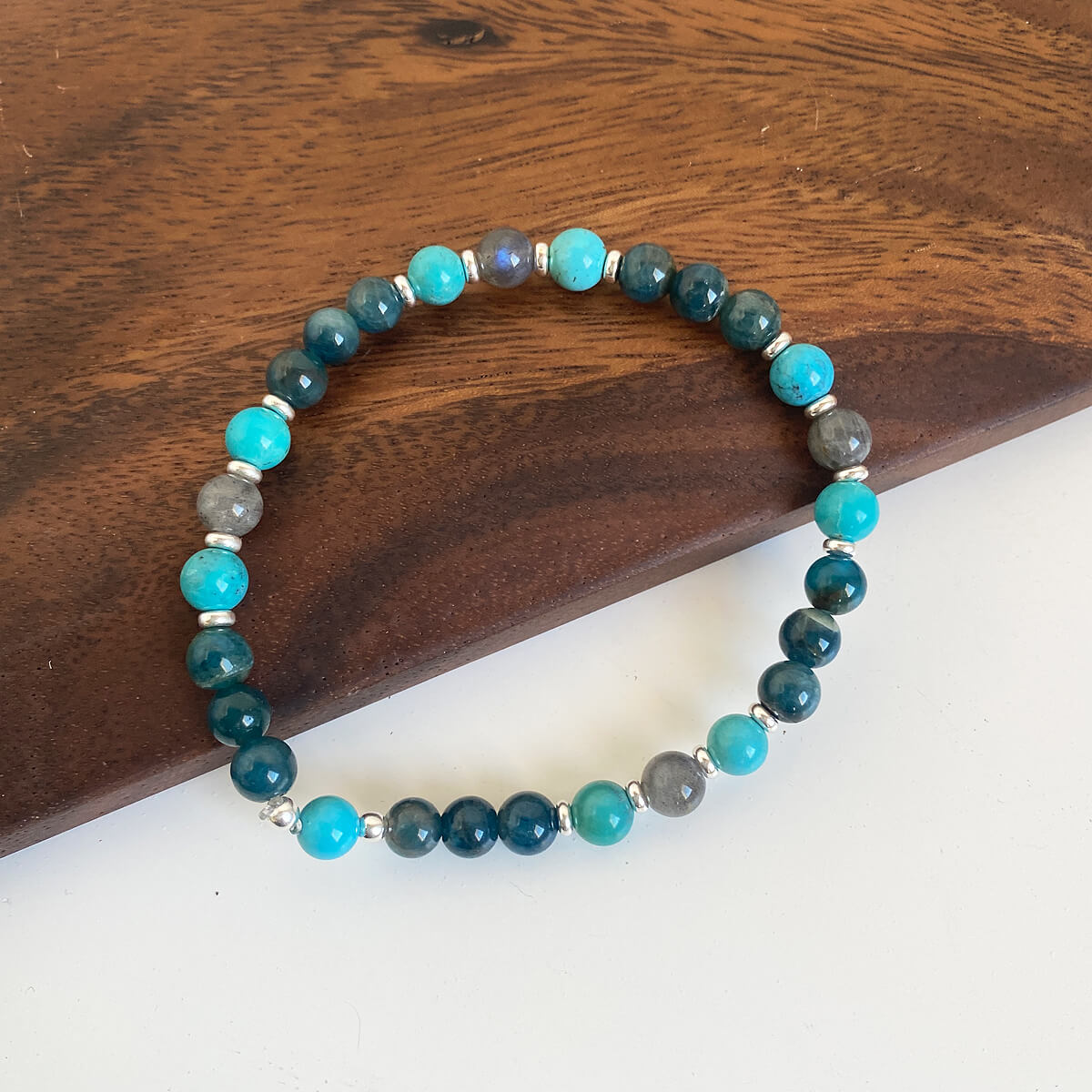 Pulsera de apatito turquesa y labradorita 2