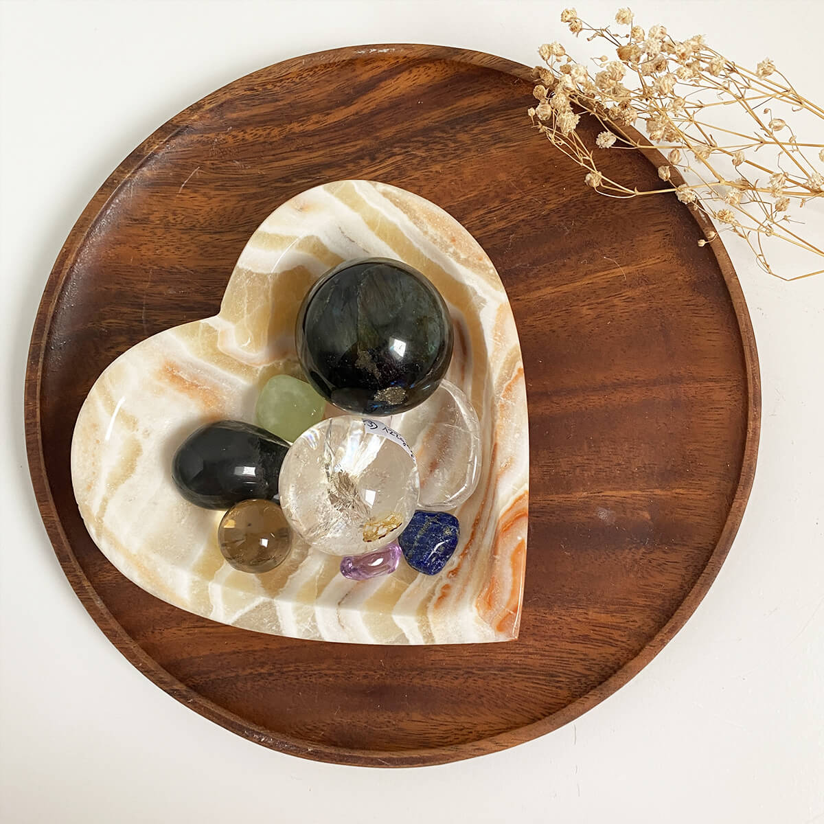 Bandeja corazón de calcita grande