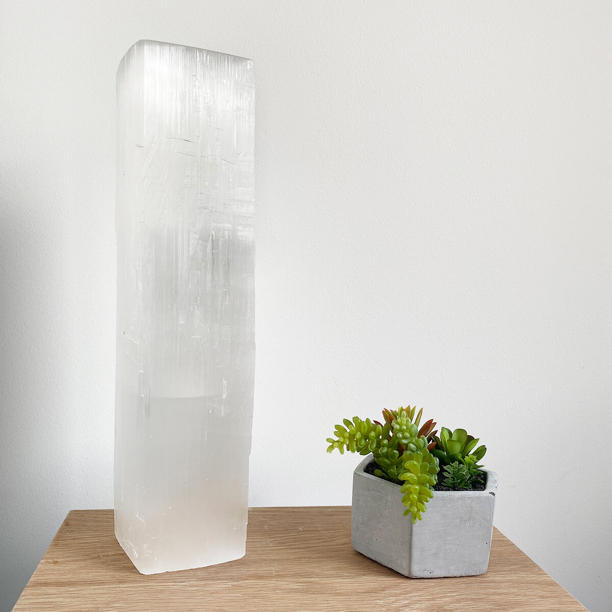 Lámpara de selenita cuadrada extra grande