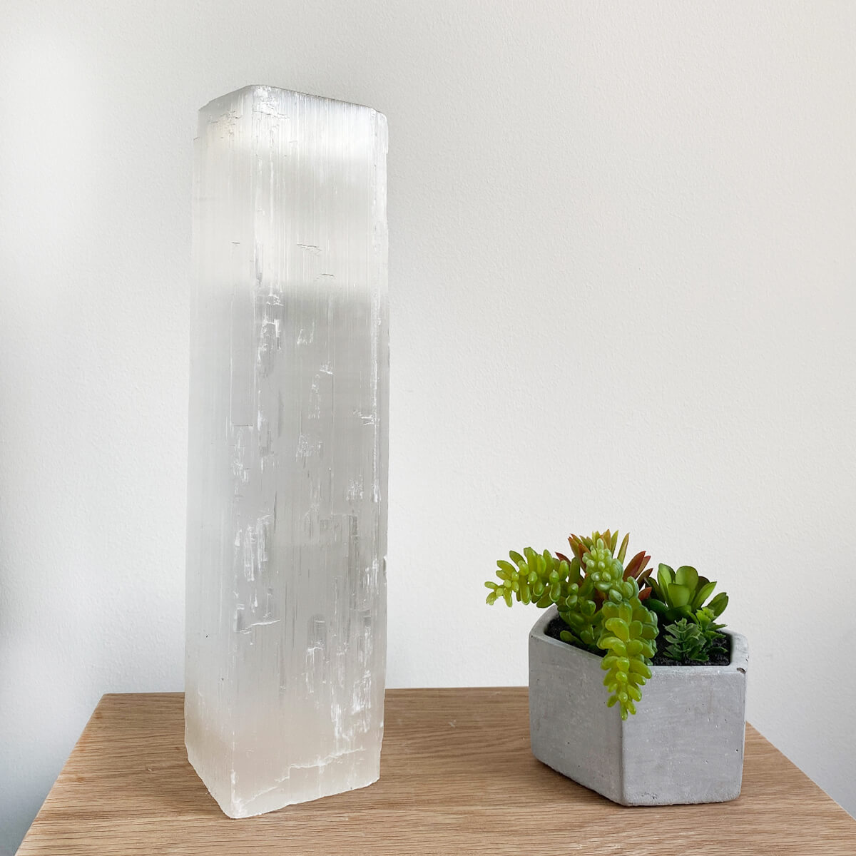 Lámpara de selenita cuadrada grande