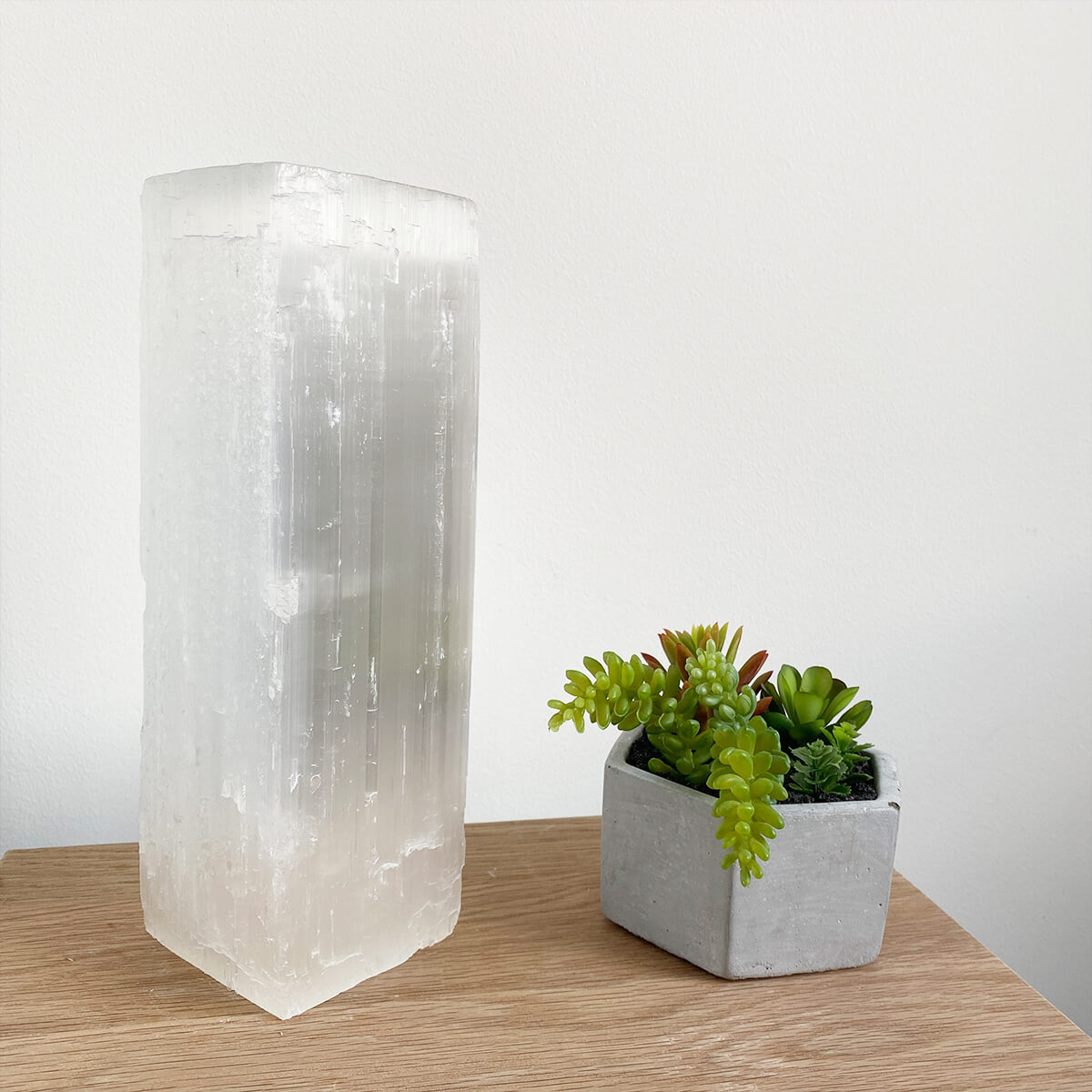 Lámpara de selenita cuadrada mediana