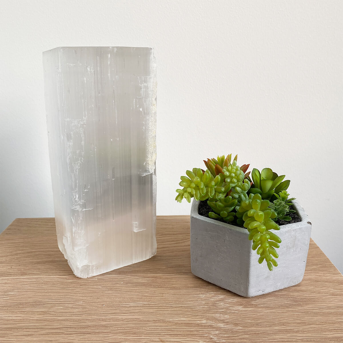 Lámpara de selenita cuadrada pequeña