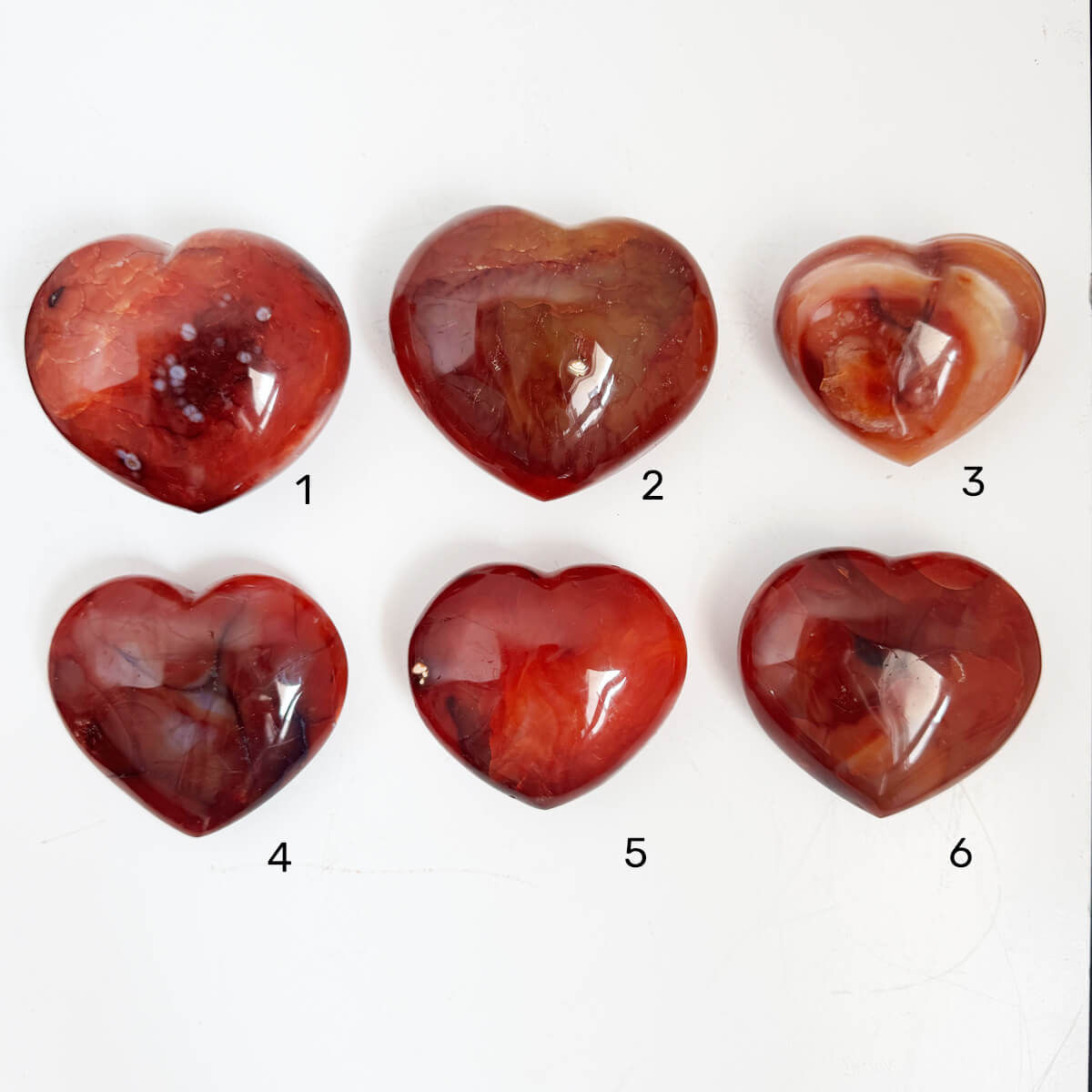 corazones de ágata cornalina mediano