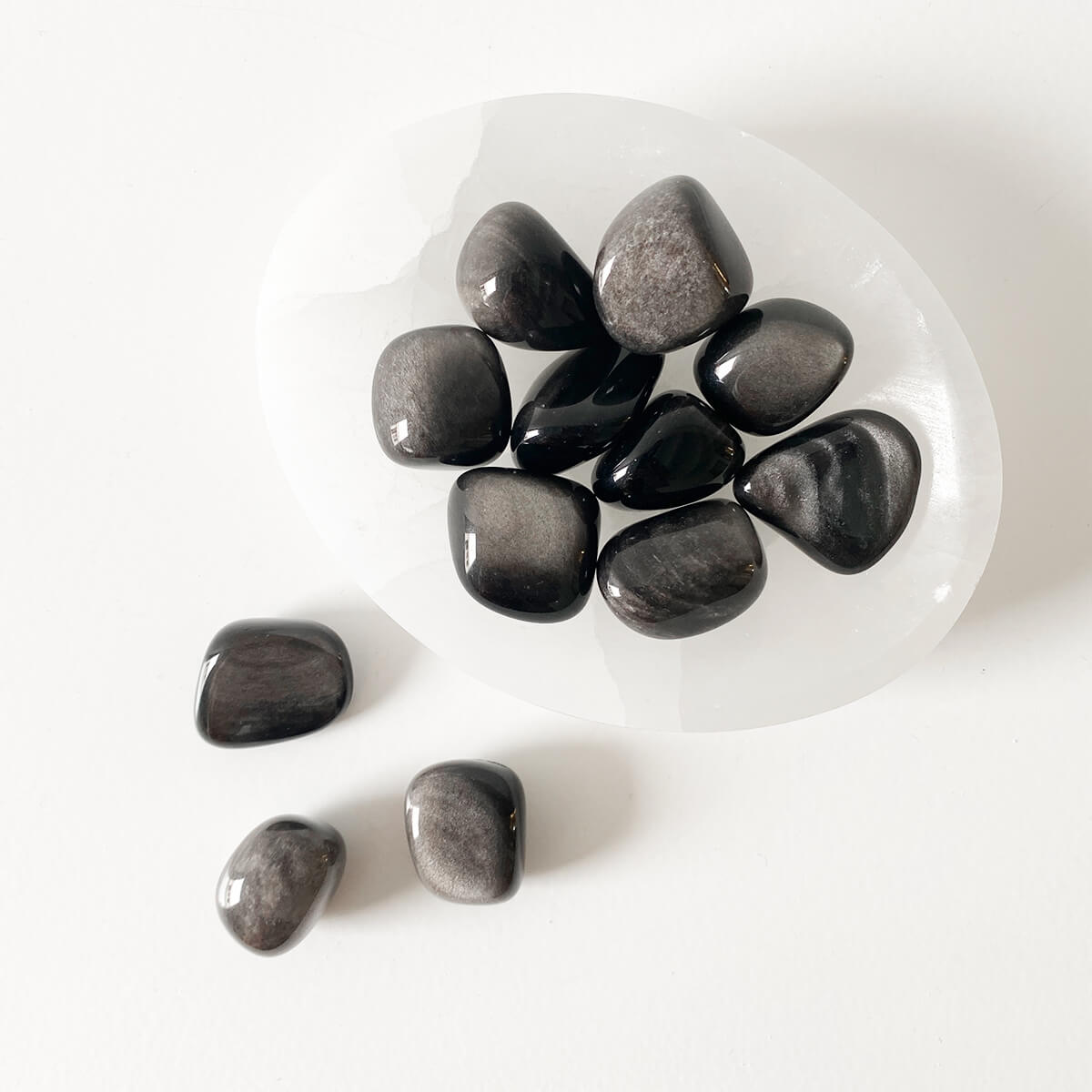 rodado de obsidiana plata mini