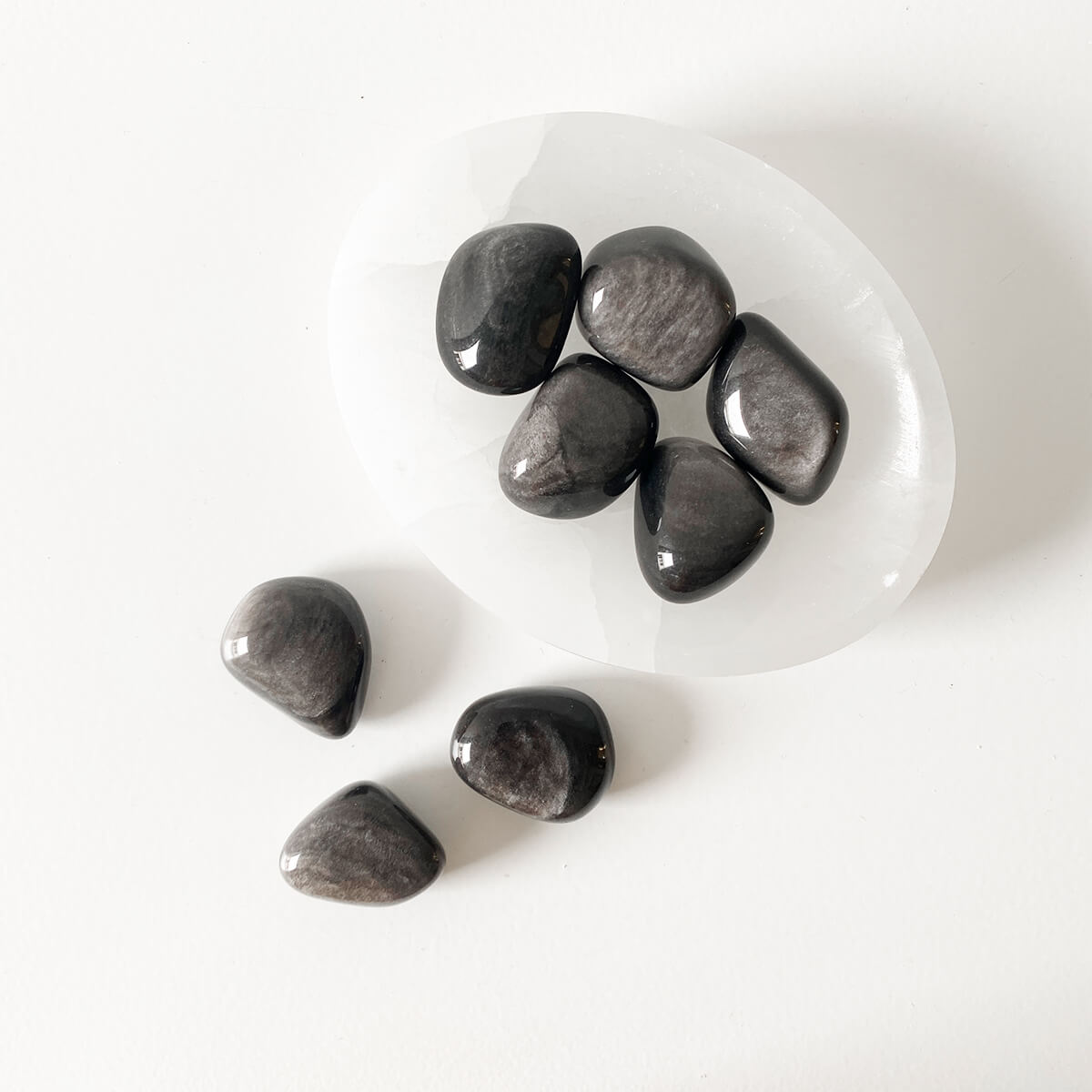 rodado de obsidiana plata pequeño