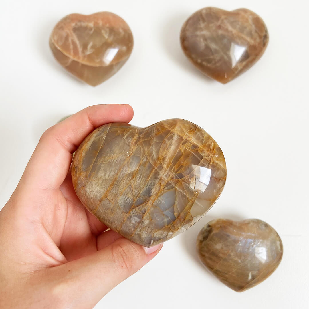 corazón de piedra luna melocotón